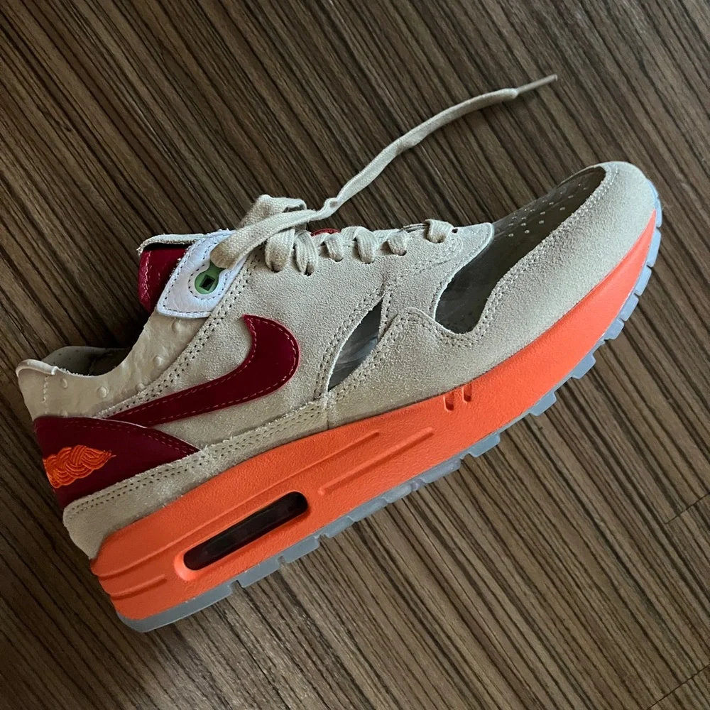 Nike x CLOT Air Max 1 Kiss of Death 2021 Tan Orange Sneakers - Picture 6 of 14